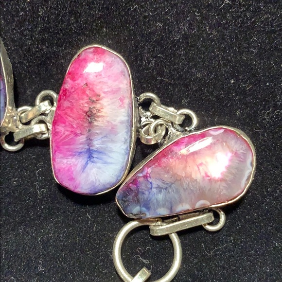 Sterling Silver handmade bracelet w/laced agate - Picture 3 of 8